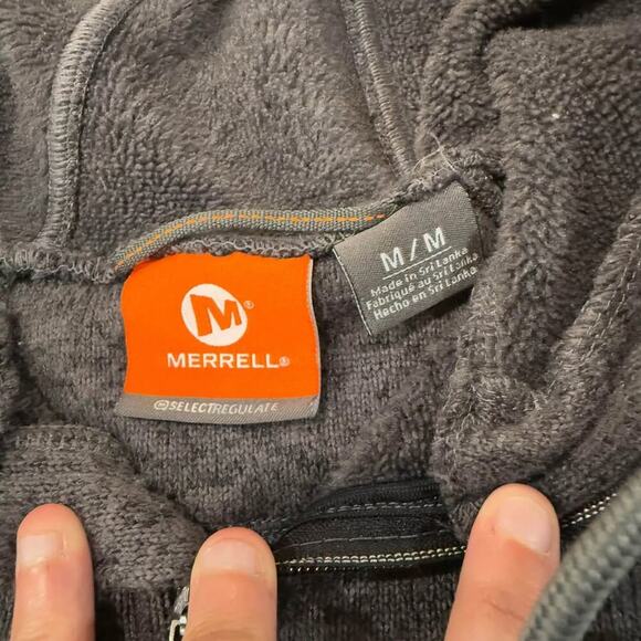 Merrell FullZip Gray Hoodie Sweatshirt Mens Medium Fuzzy Inside Outdoor Gorpcore - Picture 5 of 9